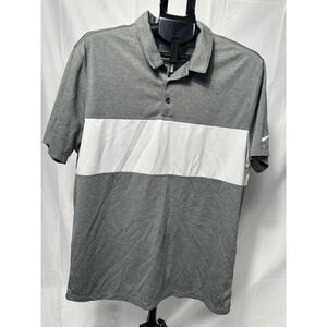 Nike Golf Mens Dri-FIT Polo‎ Shirt Grey White Colorblock Standard Fit Large L